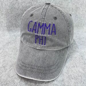 Gamma Phi Women Gray Adams Hat Sorority Embroidered Leather Strap OSFM